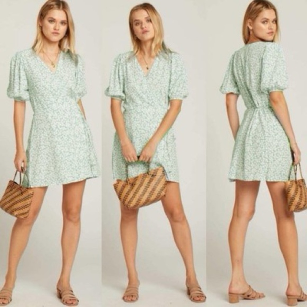 Faithfull the Brand Light Green Floral Midi Dress